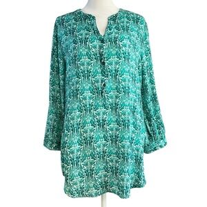 Grand & Greene Floral Boho Peasant Tunic Top with 3/4 Length Sleeves Size Large